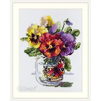Merejka Pansies and Butterfly Counted Cross Stitch Kit