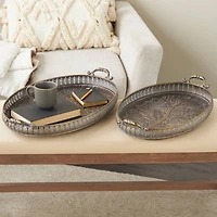 Brass Tree Patterned Tray Set