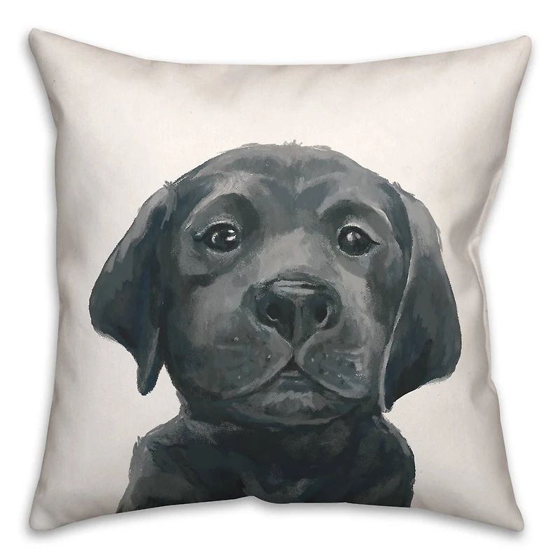 Black Lab Puppy Indoor/Outdoor Throw Pillow