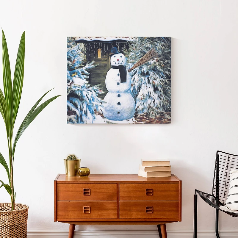 Winter Snowman 24x20 Canvas Wall Art