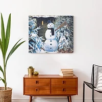 Winter Snowman 24x20 Canvas Wall Art