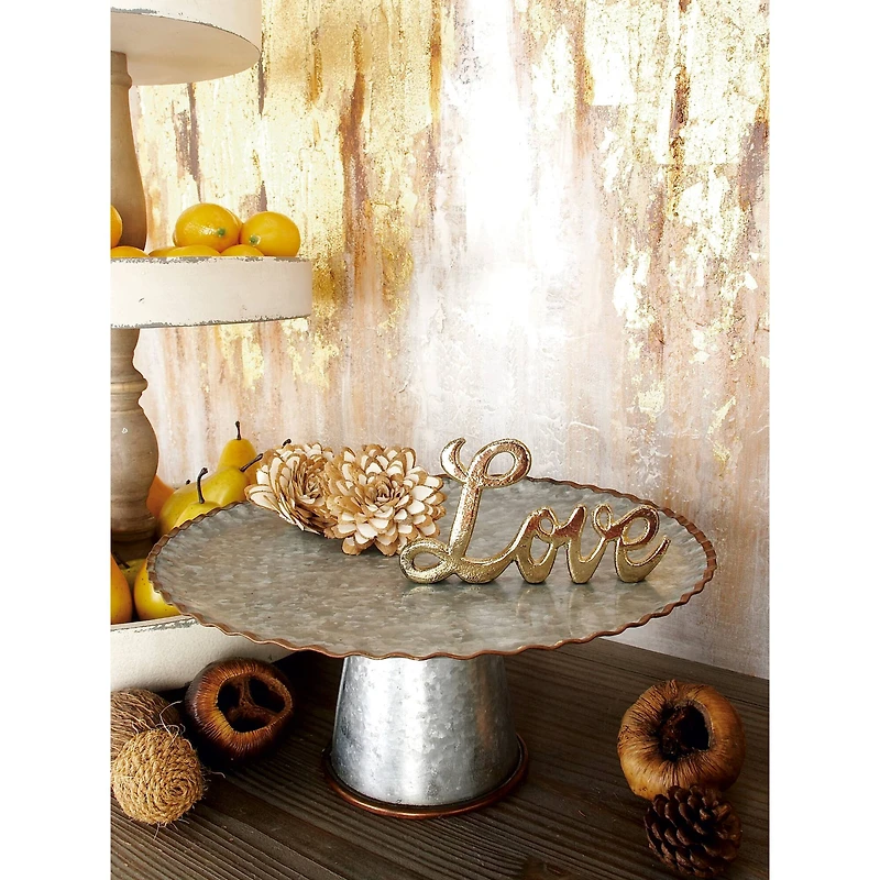 Gray Metal Farmhouse Cake Stand Set