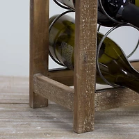 23" Rustic Wood & Metal Wine Rack