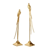 Set of 2 Gold Aluminum Eclectic Bird Sculpture, 33", 28"