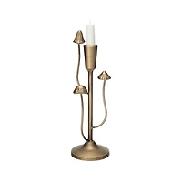 Hello Honey® 11" Antique Gold Mushroom Metal Taper Candle Holder