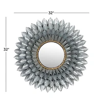 32" Gray Contemporary Galvanized Metal Wall Mirror