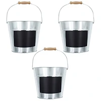 ArtSkills® Large Galvanized Metal Bucket with Chalkboard Panel, 3ct.