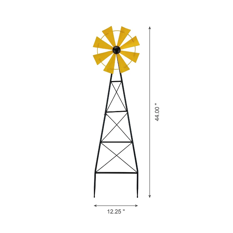 Glitzhome® 3.5ft Yellow Metal Wind Spinner Yard Stake