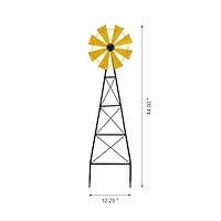 Glitzhome® 3.5ft Yellow Metal Wind Spinner Yard Stake