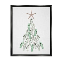 Stupell Industries Flip Flop Beachy Christmas Tree Black Framed Floater Canvas Wall Art