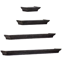 Black Floating Shelves with Crown Molding
