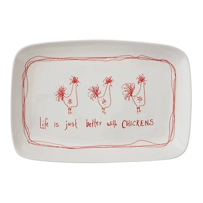 Hello Honey® 15" Better with Chickens Stoneware Platter