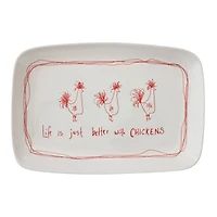 Hello Honey® 15" Better with Chickens Stoneware Platter