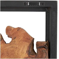 Abstract Handmade Live Edge Wood Slab Wall Décor with Black Frame