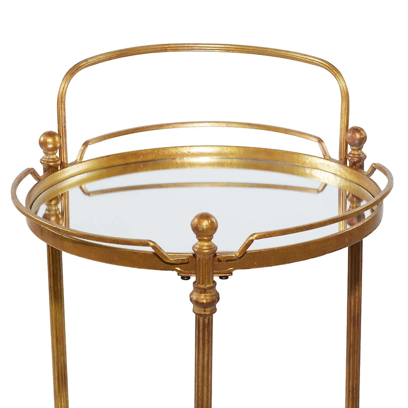 Brass Iron Bar Cart, 31" x 19" x 18"