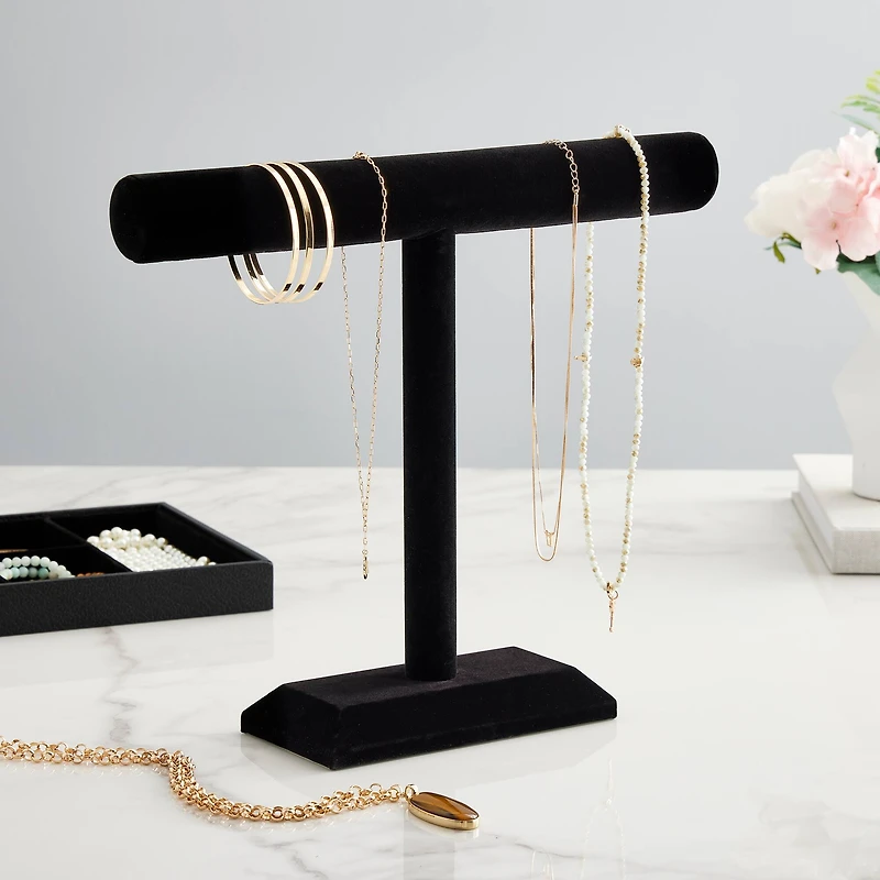12" Black Velvet Single Bar Jewelry Stand by Bead Landing™ 