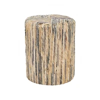 Brown Teak Wood Contemporary Stool, 18" x 15" x 15"
