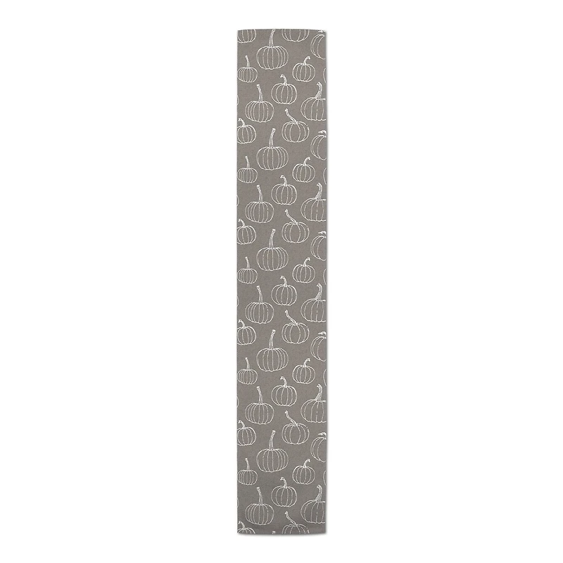 90" Gray Pumpkin Pattern Cotton Twill Runner