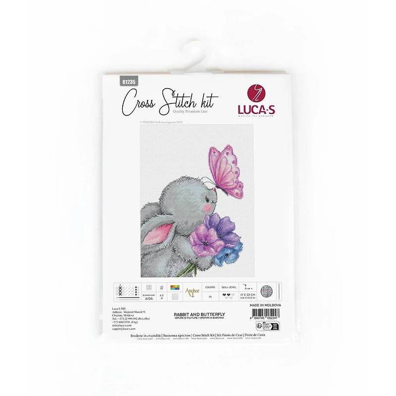 Luca-S Rabbit & Butterfly Counted Cross Stitch Kit