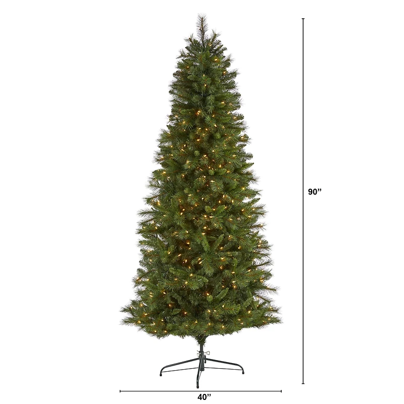 7.5ft. Pre-Lit West Virginia Mountain Pine Artificial Christmas Tree, Clear LED Lights