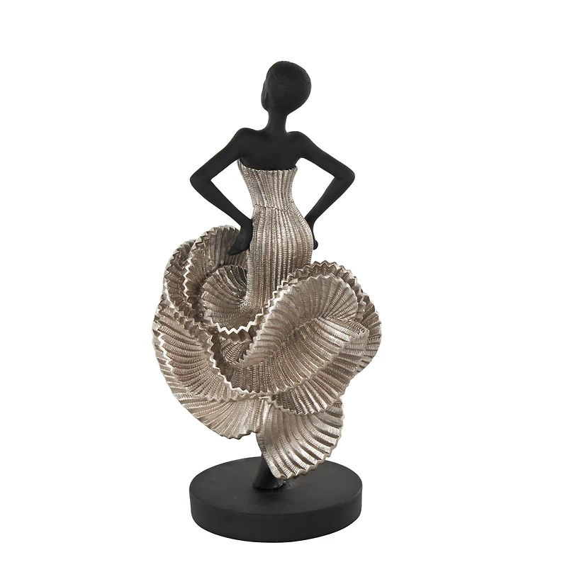 14.25" Black & Silver Dancer Decorative Sculpture