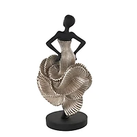 14.25" Black & Silver Dancer Decorative Sculpture