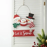 Glitzhome® 12.75" Christmas Snowman Family Wall Décor