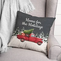 Home Holidays Truck 18x18 Throw Pillow