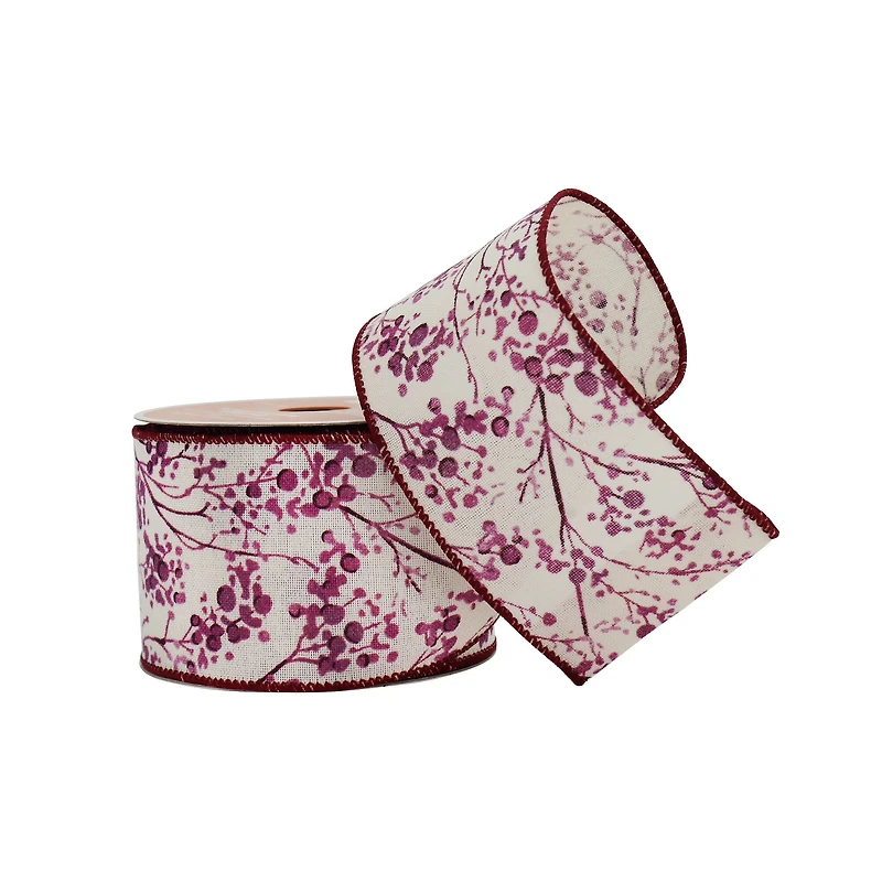 2.5" x 5yd. Purple Berry Wired Faux Linen Ribbon by Celebrate It® Blush Romance