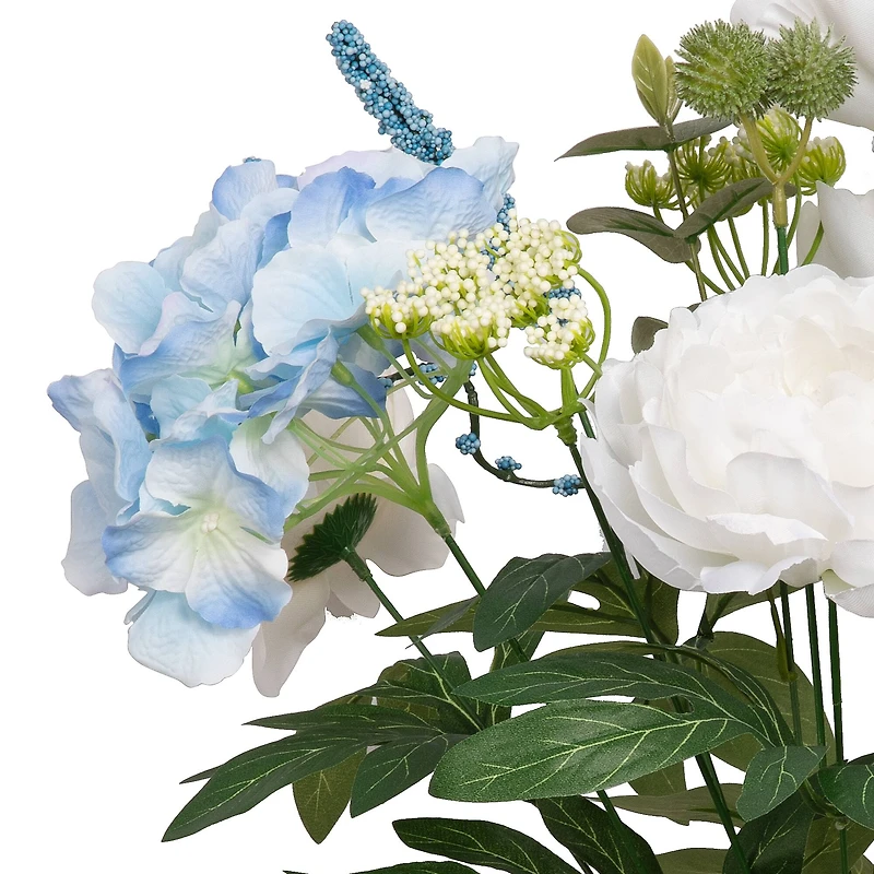 20.5" White Peony & Blue Hydrangea Mix Deluxe Bush by Ashland®