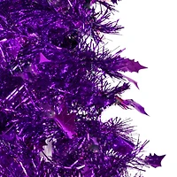 4ft. Unlit Purple Tinsel Pop-Up Artificial Christmas Tree