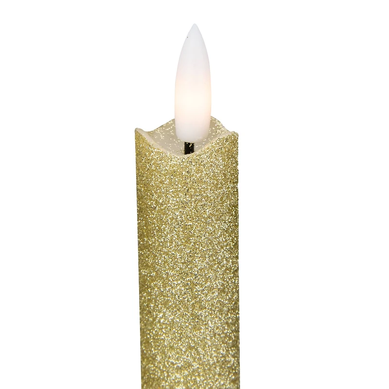 12" Gold Glittered Flameless Taper Candles, 2ct.