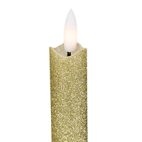 12" Gold Glittered Flameless Taper Candles, 2ct.