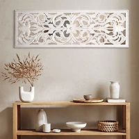 American Art Décor™ 36" Distressed Reflective White Wood Wall Accent Medallion Panel