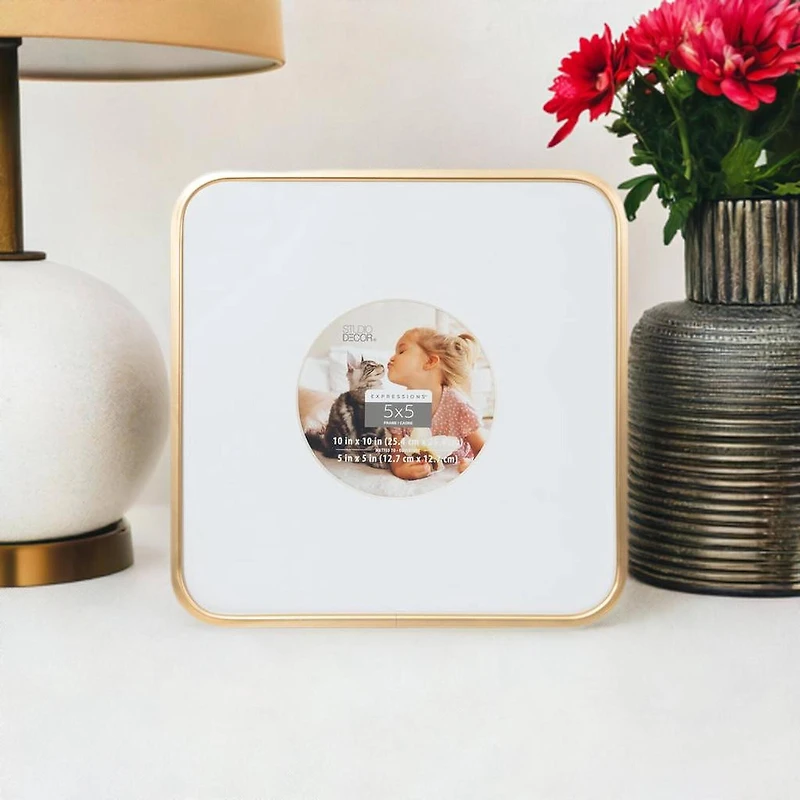 Expressions™ 5" x 5" Gold Rounded Frame with Circle Mat by Studio Décor®