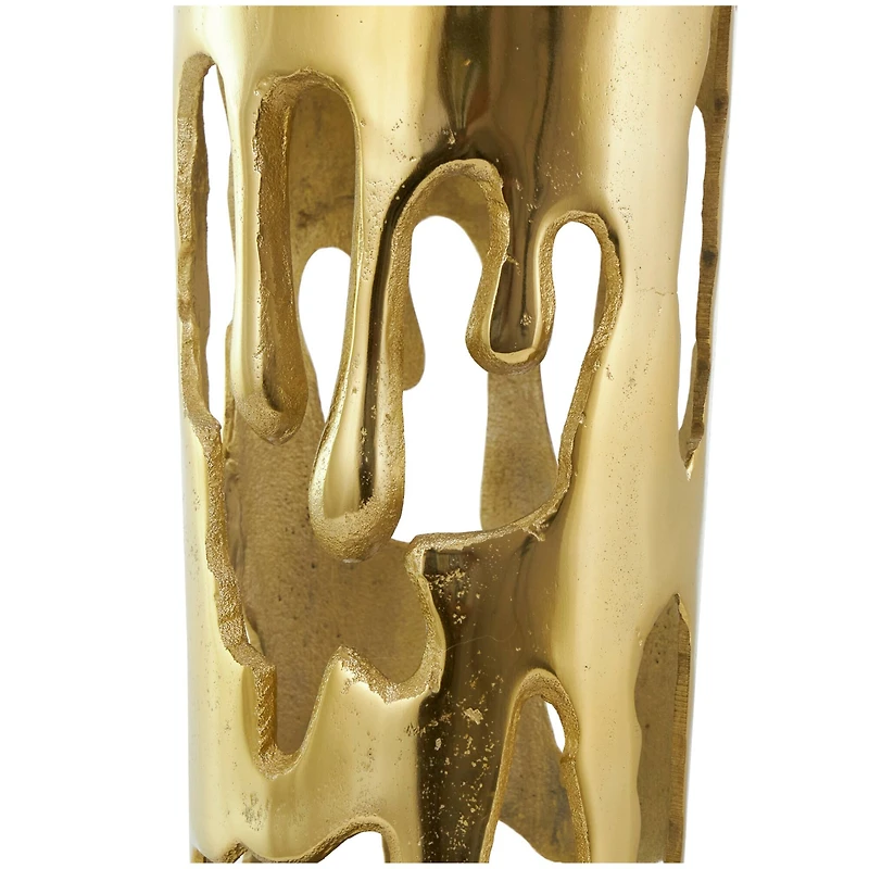 31" Gold Aluminum Drip Vase with Melting Designed Body