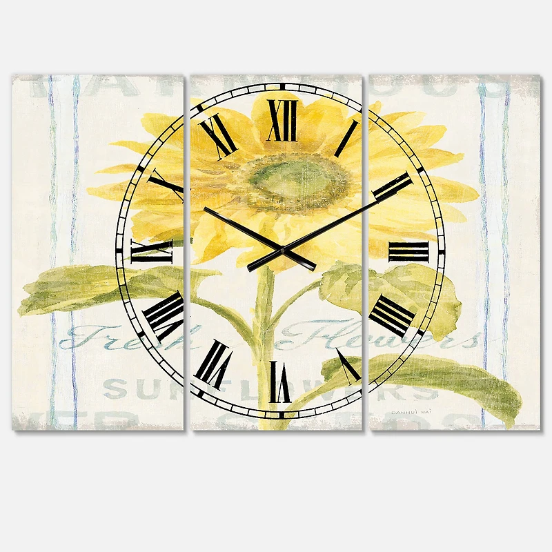 Designart 'Floursack Florals Ii Farmhouse Multipanel Wall Clock