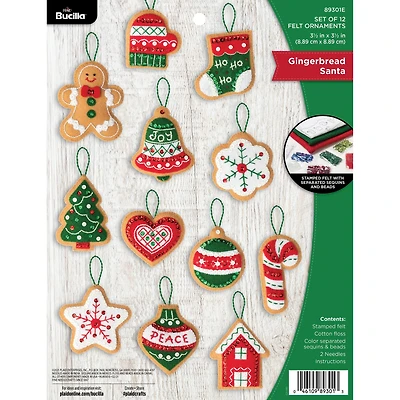 Bucilla® Gingerbread Santa Felt Ornaments Applique Kit Set