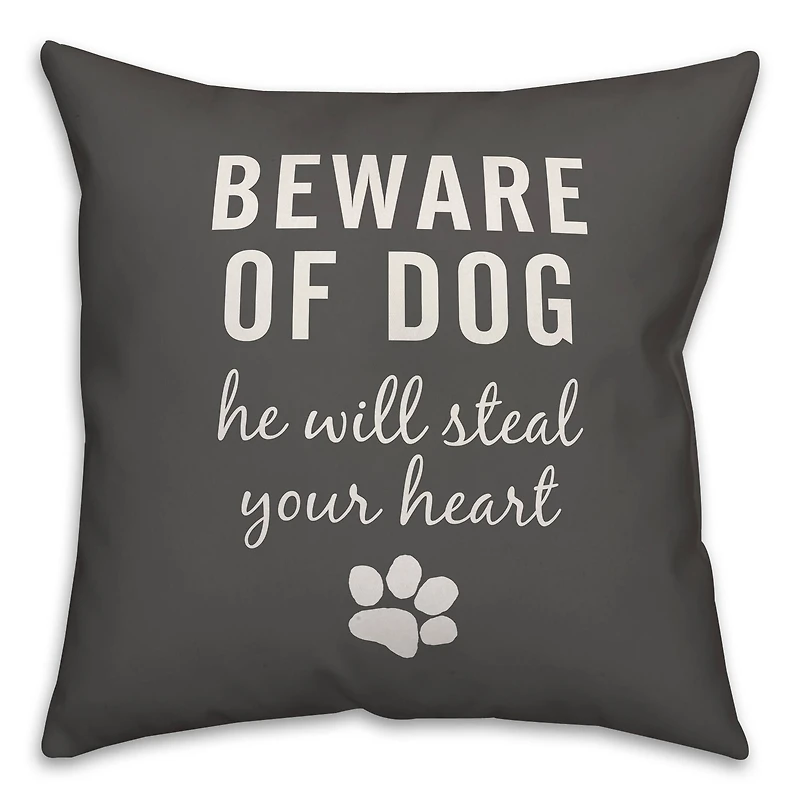 Beware of Dog Throw Pillow