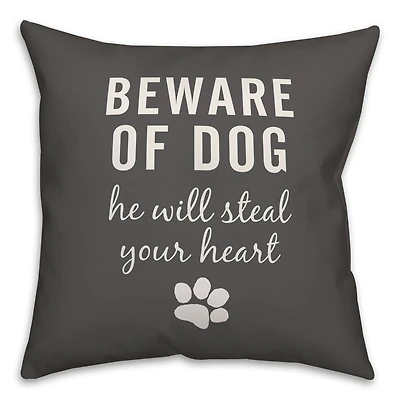 Beware of Dog Throw Pillow