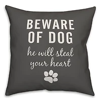 Beware of Dog Throw Pillow