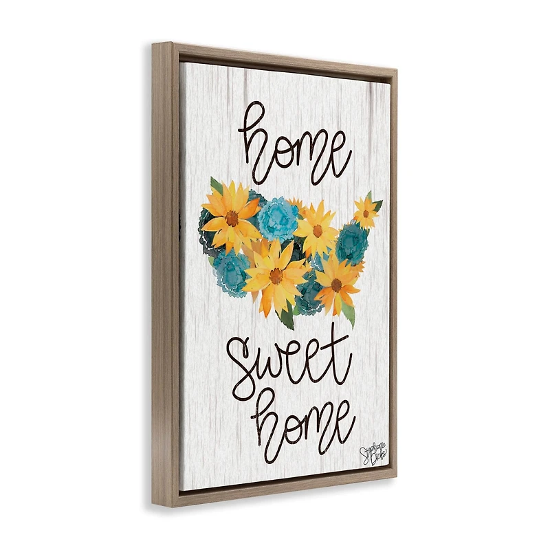 Stupell Industries Floral Americana Phrase Floater Framed Art