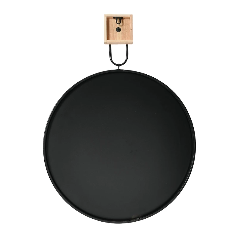 Hello Honey® Black & Natural Modern Round Metal Wall Mirror