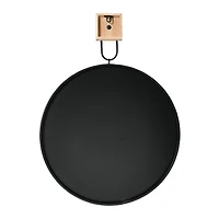 Hello Honey® Black & Natural Modern Round Metal Wall Mirror