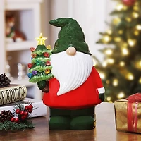 12" Lighted Nostalgic Ceramic Gnome Figure