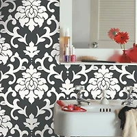 RoomMates Damask Black Peel & Stick Wallpaper