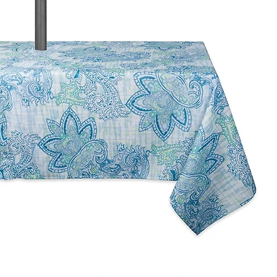 DII® 120" Blue Watercolor Paisley Print Outdoor Tablecloth with Zipper