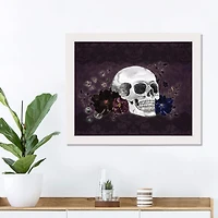 Floral Skull White Framed Print Wall Art