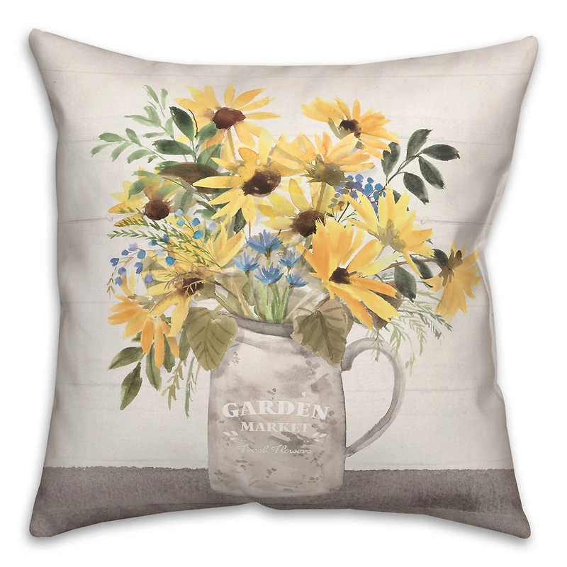 Pitcher Of Sunflower 18" x 18" Indoor/Outdoor Pillow