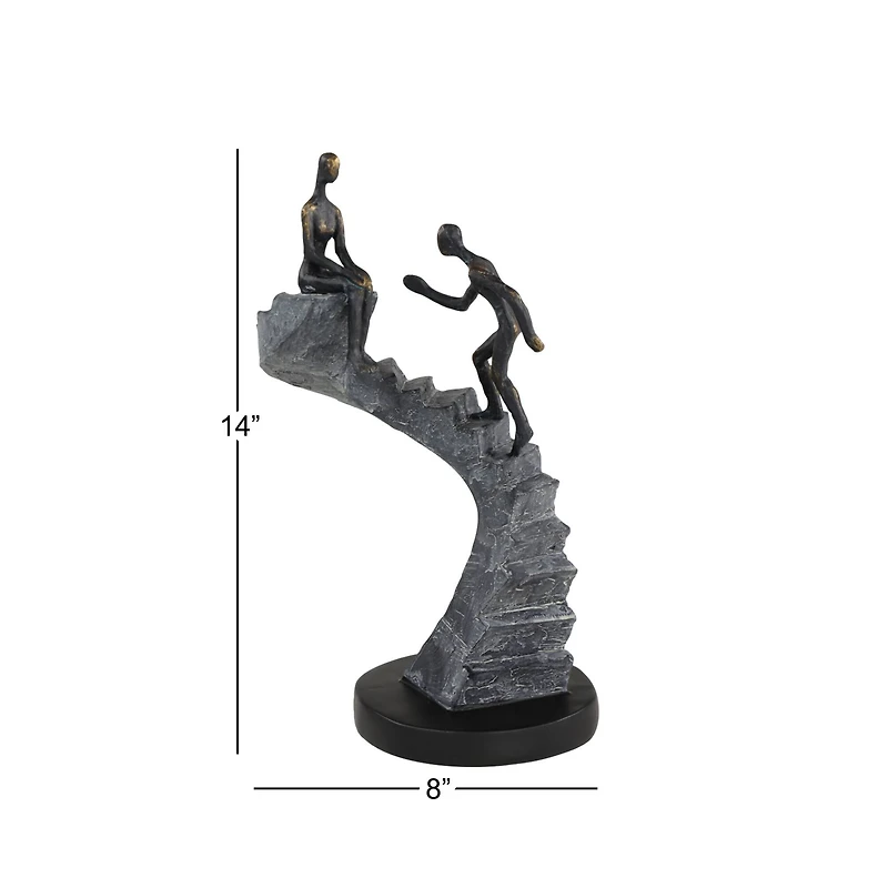 14" Black Modern Couple Sculpture